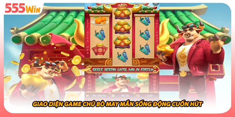 Giao diện game chú bò may mắn sống động cuốn hút
